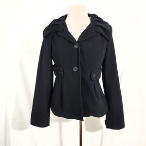 B's Closet Black Foldover Collar Pea Coat